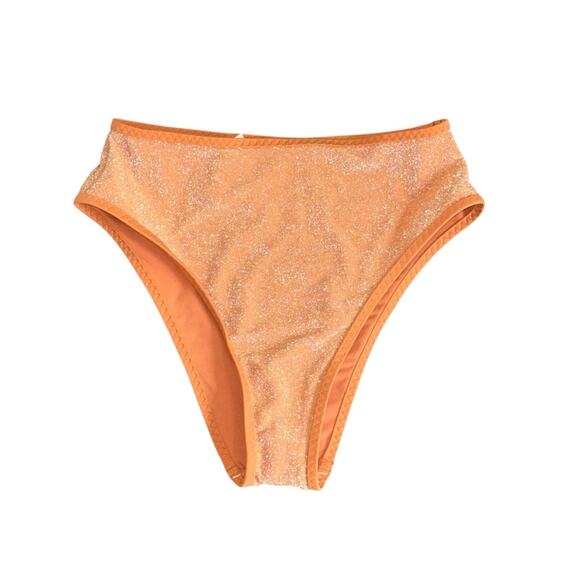 NWT! Aerie Shine 90s High Cut Cheeky Bikini Swim Bottom in Bronze - Size Small - Picture 3 of 5